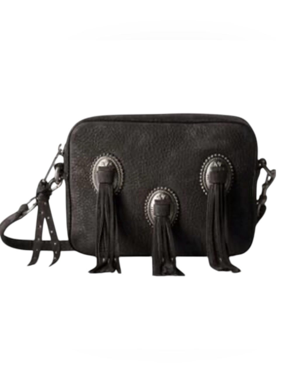 Rebecca Minkoff Black Leather Tassel Crossbody Camera Bag Orig $295